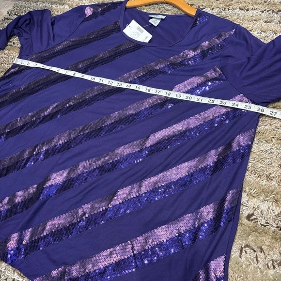 NWT Liz and Me Catherines 2X Tunic Jersey Knit Top Purple Sequin - Picture 8 of 9